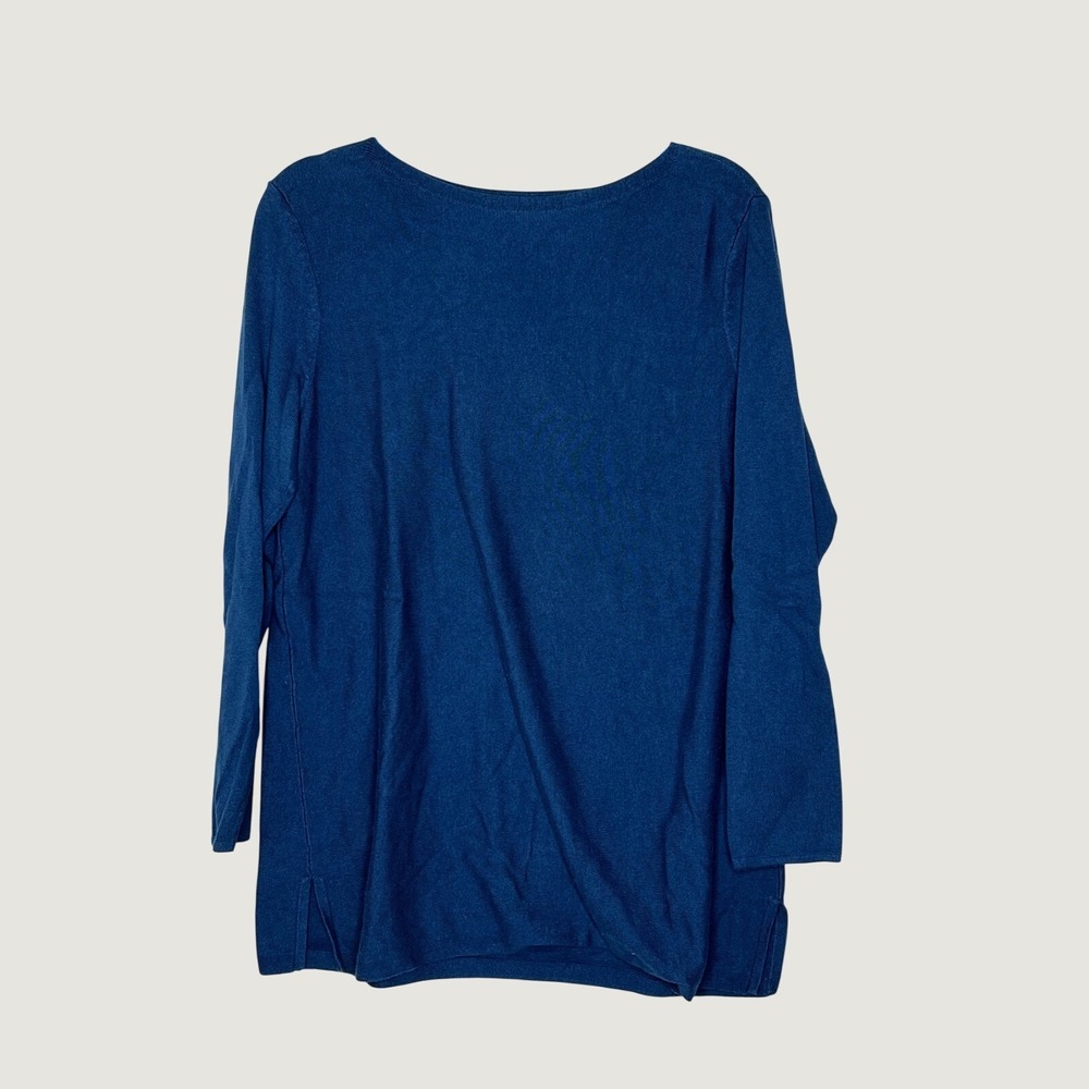 J. Jill Knit Top Women Large Blue Long Sleeve Scoop Neck Cotton Blend Tunic